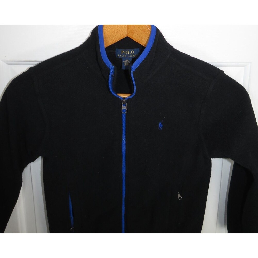 Polo Ralph Lauren Youth Full Zip Jacket Black/Blue Trim & Pony Size Small (8)